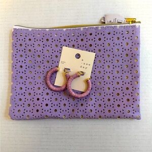 A New Day Purple Clutch and hoop earrings set.